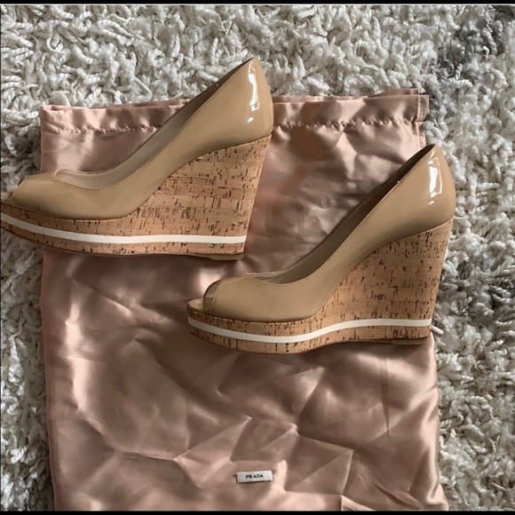 Prada Vern Cork Sabia Wedges - Picture 6 of 10